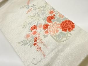 プラチナ箔二重織花籠模様織出し袋帯